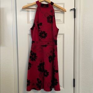 Elegant Red and Black Floral Women's Dress